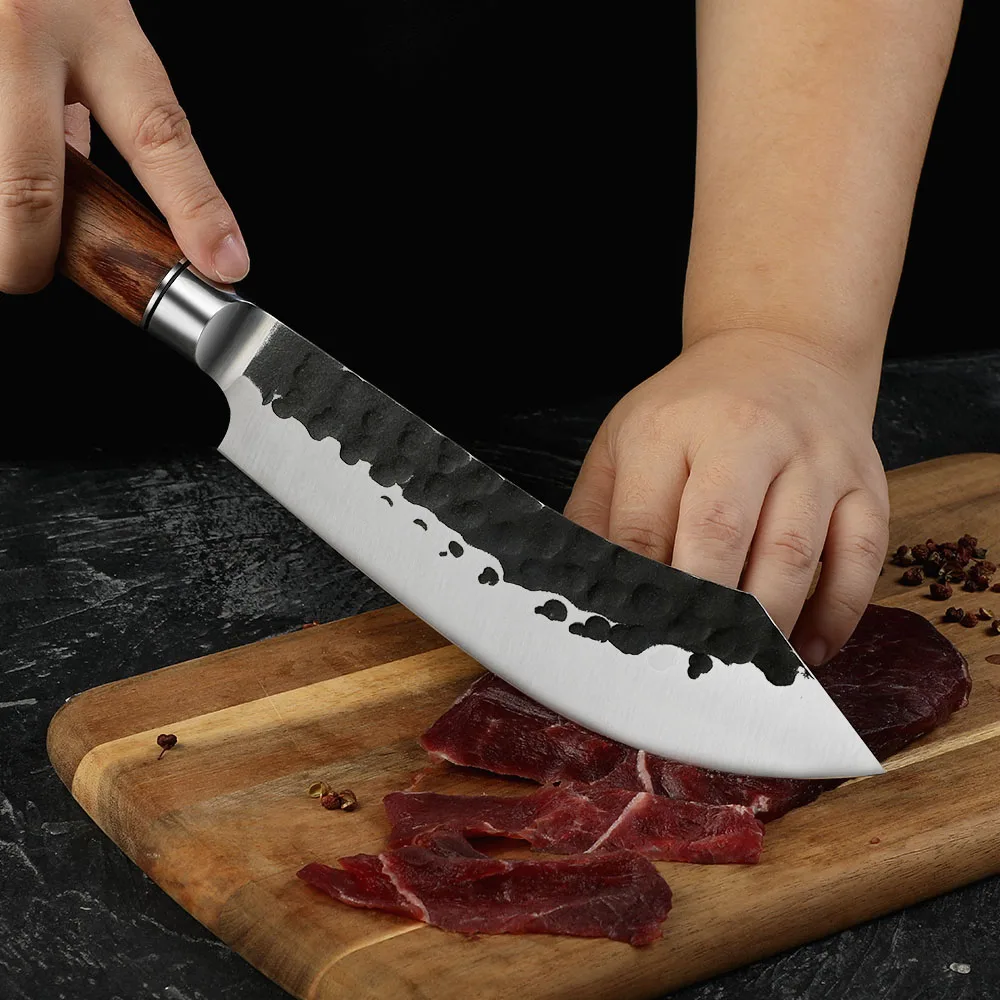 Řeznická rukojeť z nerezové oceli s vysokým obsahem uhlíku a palisandru 18 cm - Hikari