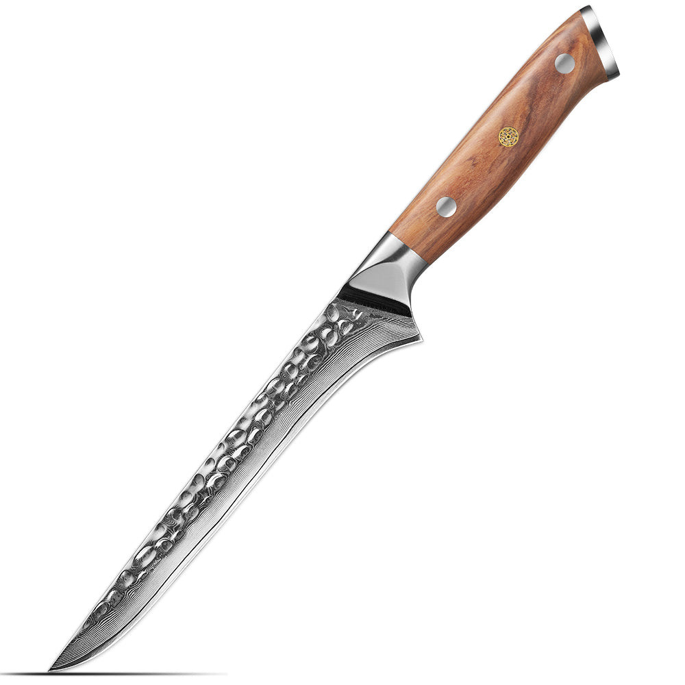 Vykosťovací nůž, Hikari – přesné filetování ryb a masa s čepelí z damaškové oceli VG-10 a rukojetí z olivového dřeva - Hikari