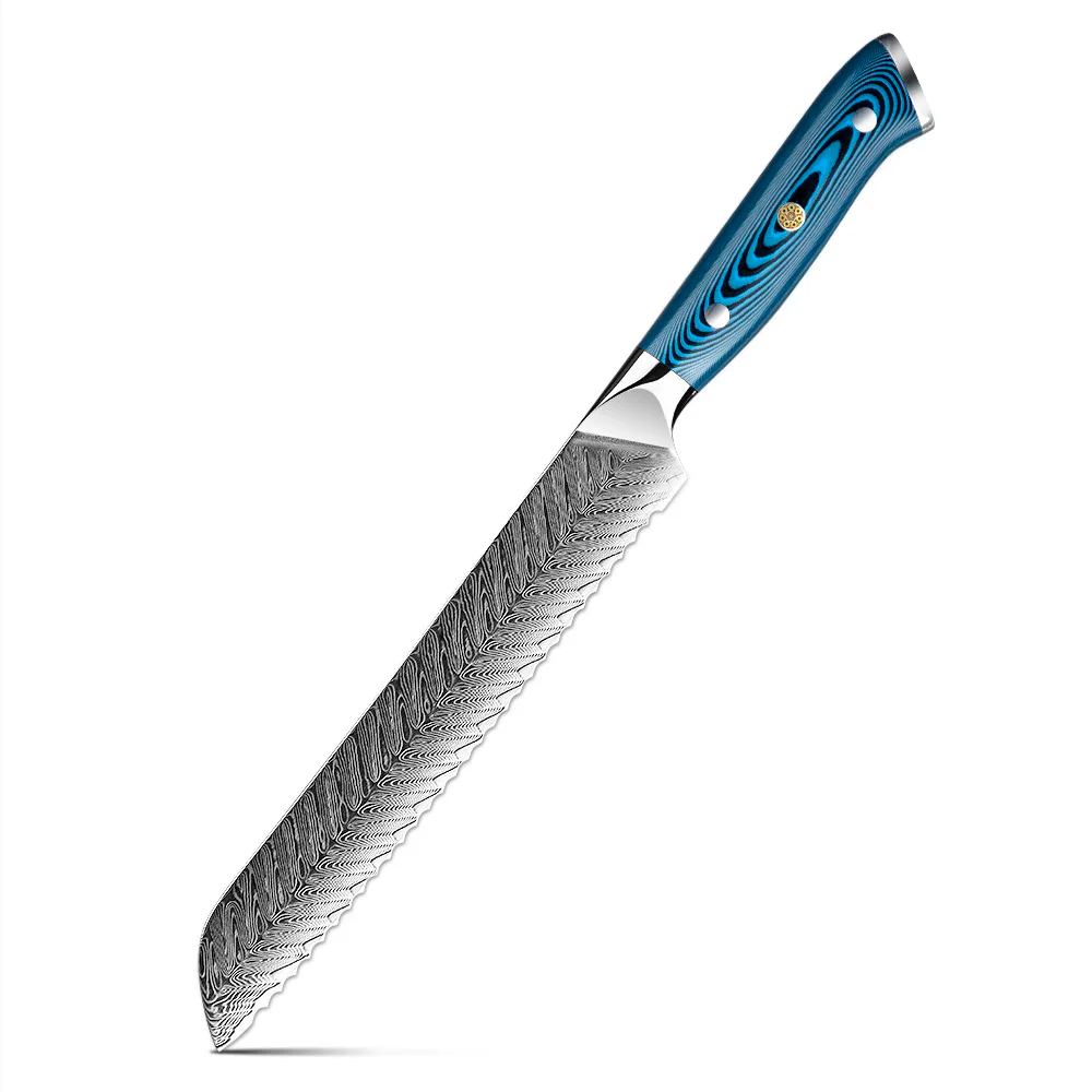 Chléb z vysoce uhlíkové martenzitické nerezové oceli s modrou rukojetí z pakkawood 20 cm - Hikari