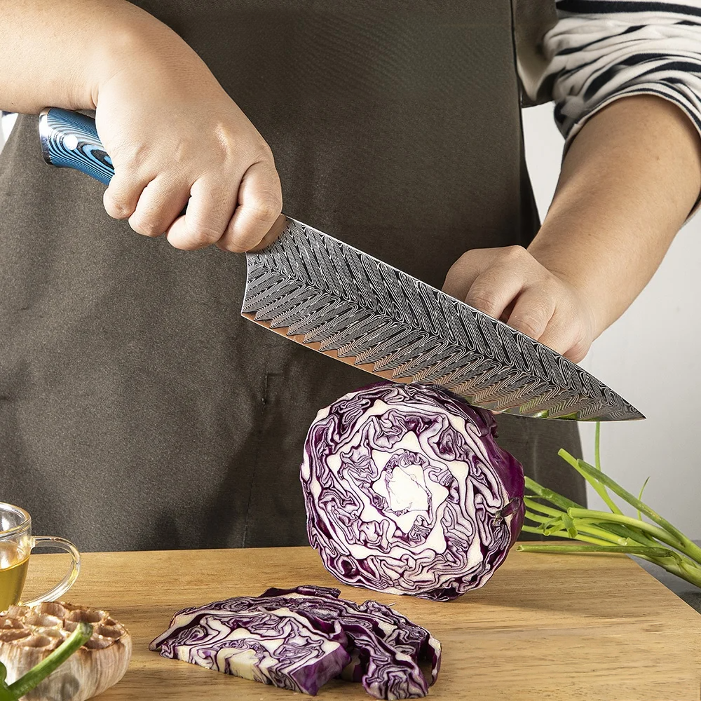 Prémiový šéfkuchařský nůž, Hikari - Všestranná 73vrstvá damašková ocel s rukojetí z pakkawoodu pro kulinářské výkony - Hikari