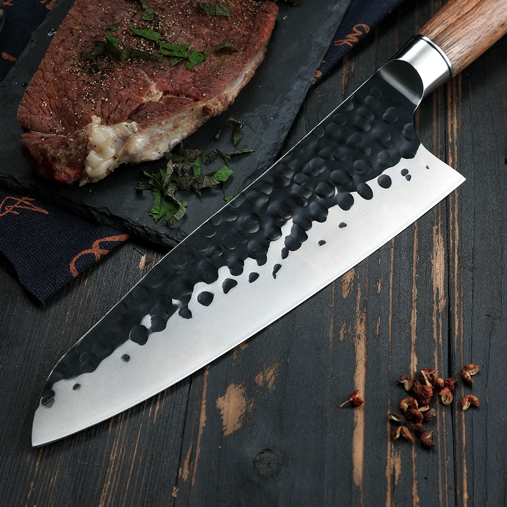 Profesionální šéfkuchařský nůž - multifunkční velká čepel z uhlíkové nerezové oceli, přesné krájení, rukojeť z palisandru - Hikari