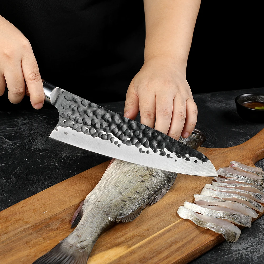 Profesionální šéfkuchařský nůž - multifunkční velká čepel z uhlíkové nerezové oceli, přesné krájení, rukojeť z palisandru - Hikari