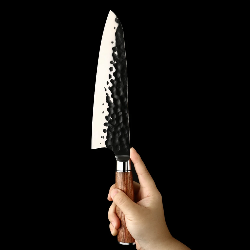 Profesionální šéfkuchařský nůž - multifunkční velká čepel z uhlíkové nerezové oceli, přesné krájení, rukojeť z palisandru - Hikari