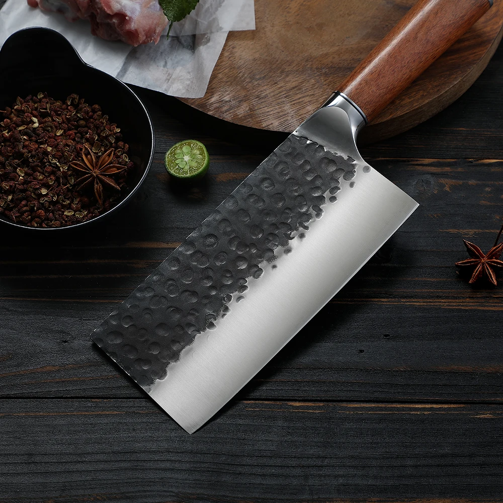 Heavy-Duty Cleaver, Hikari - karbonová nerezová ocel, rukojeť z palisandru - na sekání a porcování tvrdých surovin - Hikari