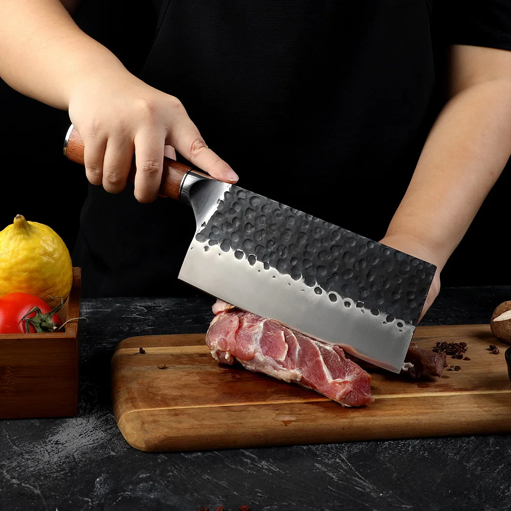 Heavy-Duty Cleaver, Hikari - karbonová nerezová ocel, rukojeť z palisandru - na sekání a porcování tvrdých surovin - Hikari