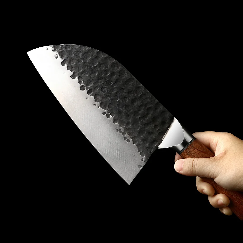 Zaoblená rukojeť z nerezové oceli s vysokým obsahem uhlíku a palisandru 18 cm - Hikari
