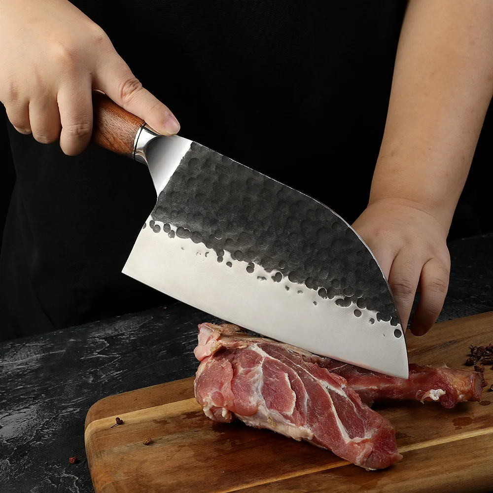 Zaoblená rukojeť z nerezové oceli s vysokým obsahem uhlíku a palisandru 18 cm - Hikari