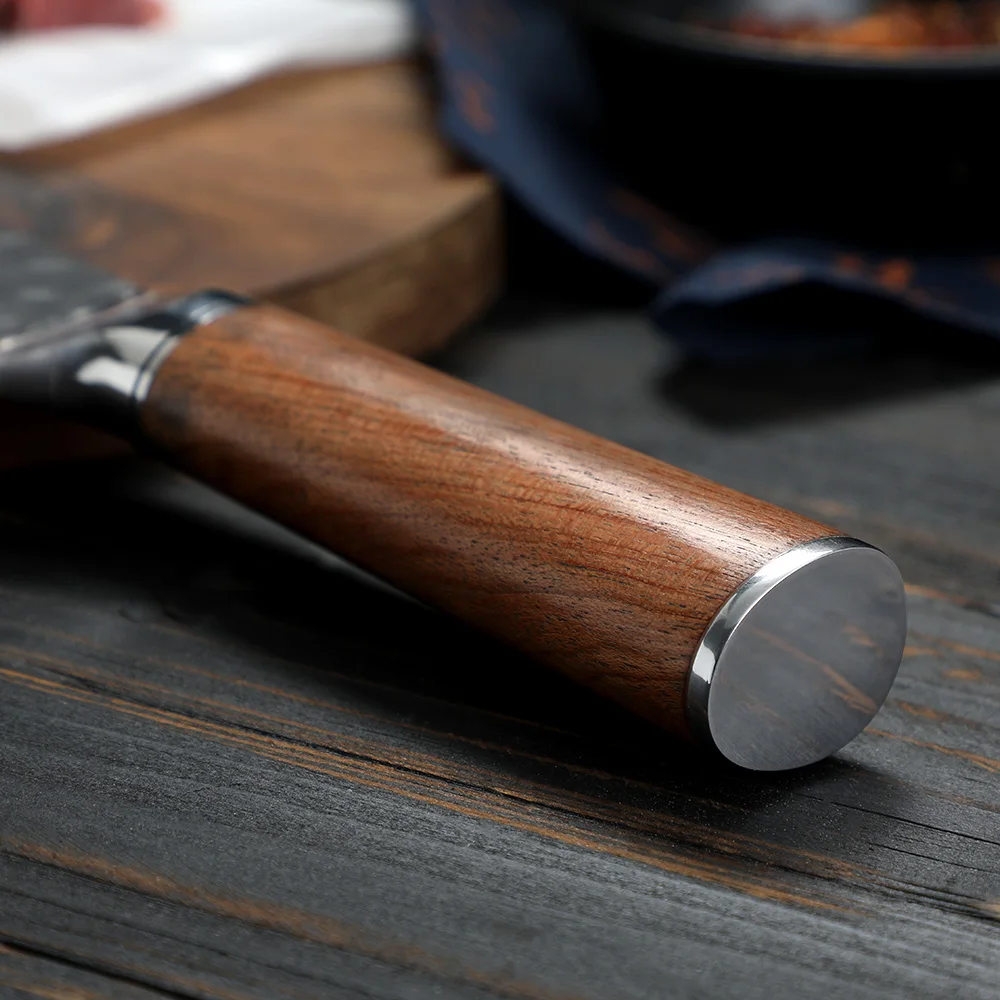 Zaoblená rukojeť z nerezové oceli s vysokým obsahem uhlíku a palisandru 18 cm - Hikari
