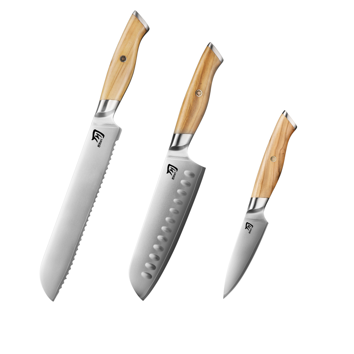 Sada nožů Hikari VG-10 Santoku, na chléb a loupací nůž H372