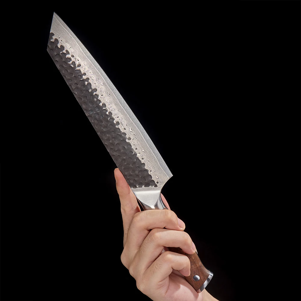 Univerzální kuchyňský nůž Kiritsuke, Hikari - prvotřídní japonská damašková ocel, rukojeť z ořechového dřeva pro přesné řezání - Hikari