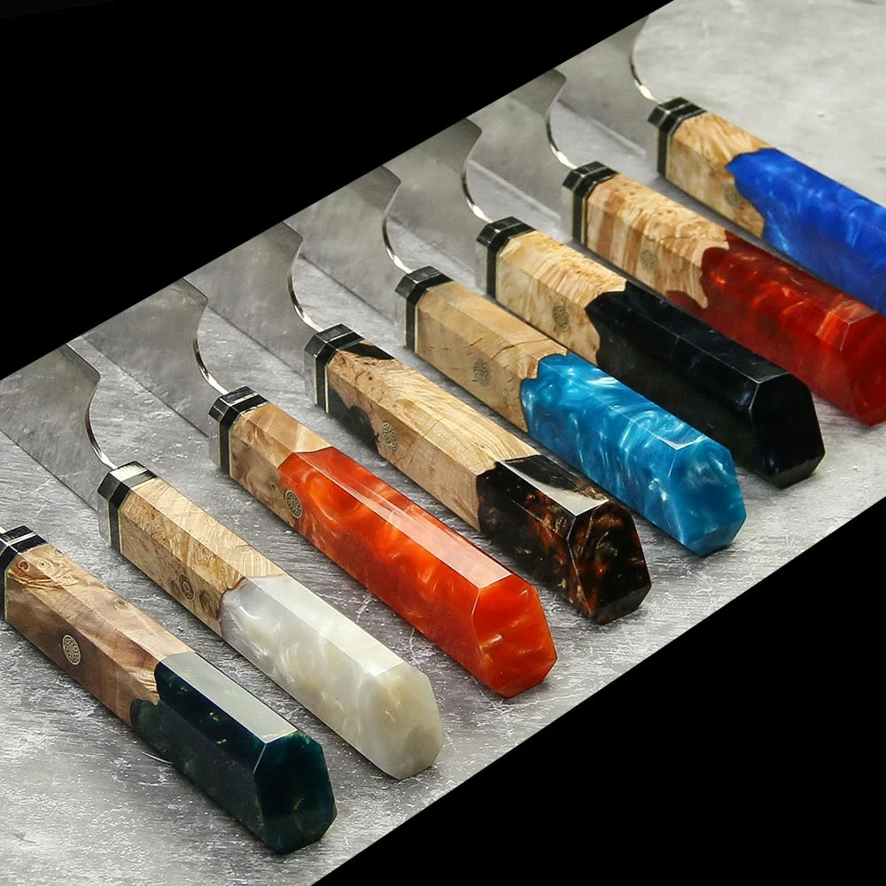 Prémiový nůž Kiritsuke, Hikari – damašková ocel VG-10, stylová rukojeť z pryskyřice a burlového dřeva pro přesnost - Hikari