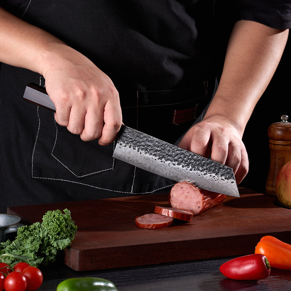 Profesionální nůž Kiritsuke - japonský - styl VG -10 Damašek Kuchyňský nůž s ebenovou rukojetí - Hikari
