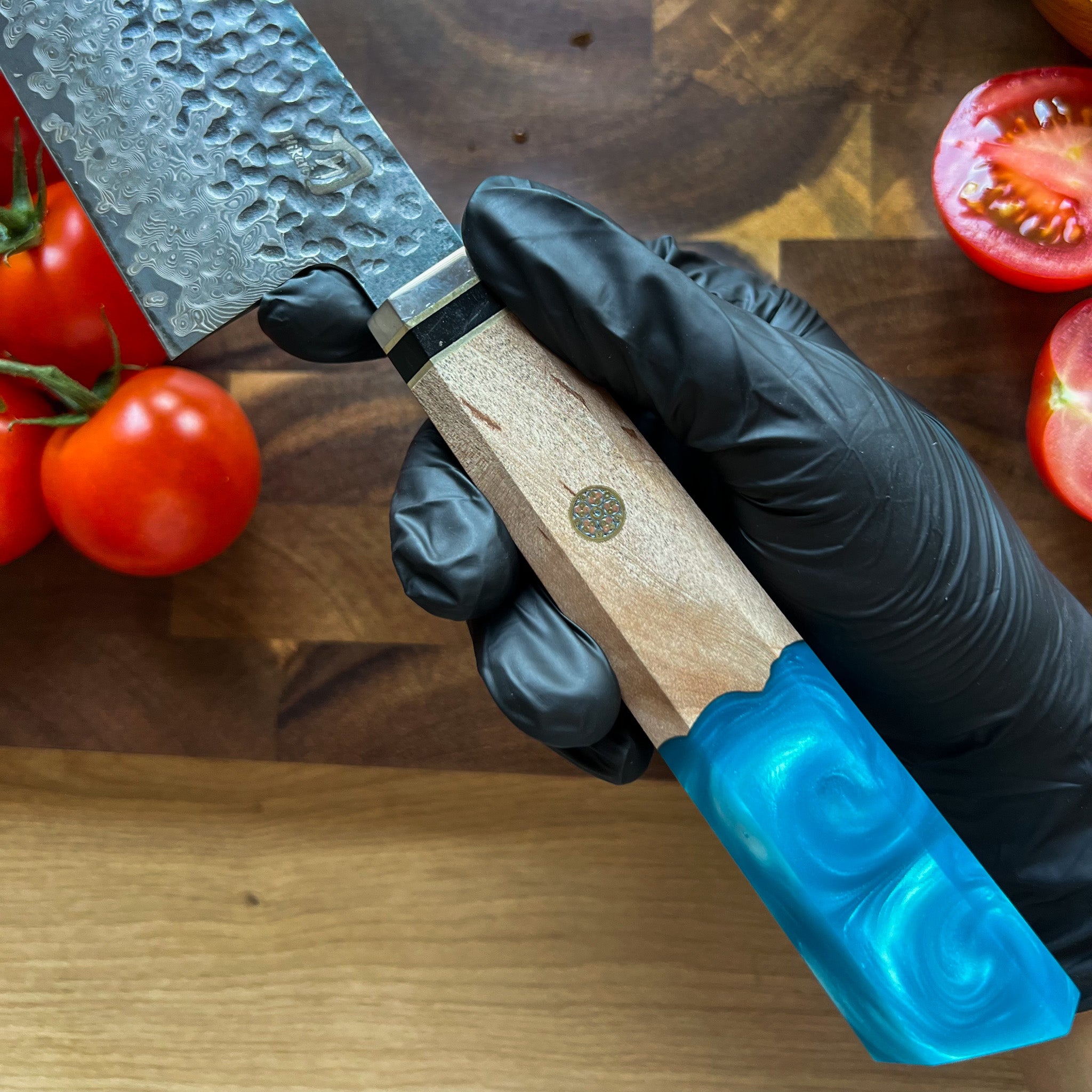 Kuchyňský nůž Nakiri - čepel z damaškové oceli VG -10, ergonomická rukojeť z burelu, profesionální nůž na zeleninu - Hikari