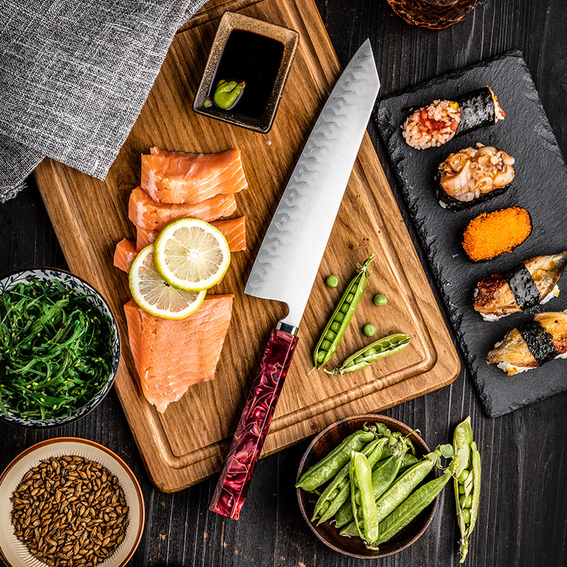 Hikari Kiritsuke nůž – profesionální japonský kuchařský nůž s matnou čepelí a pryskyřičnou rukojetí