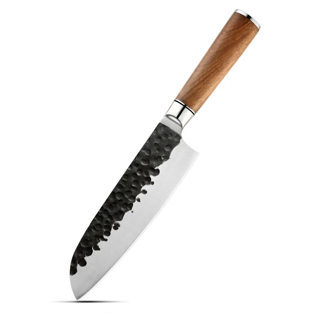 Santoku nůž, Hikari – uhlíková ocel, rukojeť z růžového dřeva, univerzální kuchyňský nůž na maso, ryby a zeleninu - Hikari