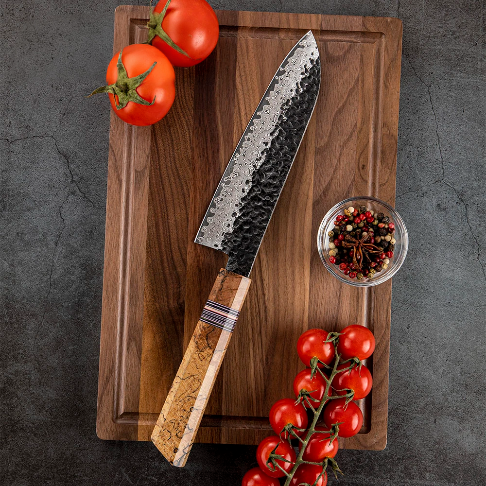 All-Purpose Santoku Knife, Hikari – Premium Damascus VG-10 Steel for Sharpness and Durability - Hikari
