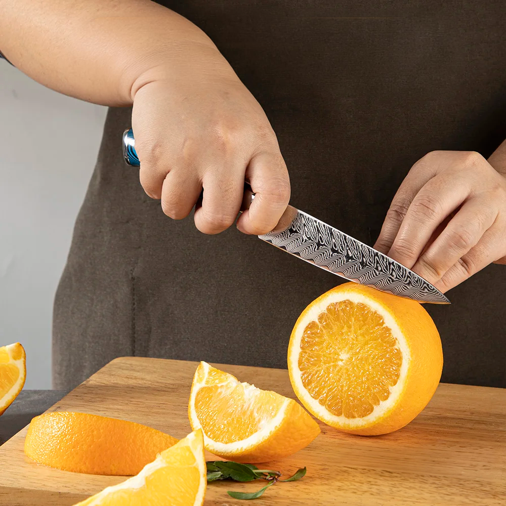 Drobný nůž Premium, Hikari - univerzální malý nůž s damaškovou čepelí a čepelí VG -10, pro přesné řezání - Hikari