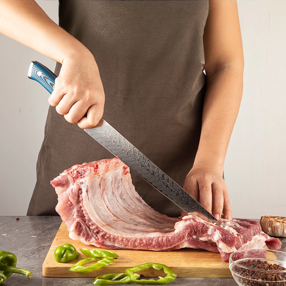 Hikari Yanagiba - Damaškový nůž na sushi s rukojetí z dřeva Belle Pakkawood, na přípravu syrového masa - Hikari