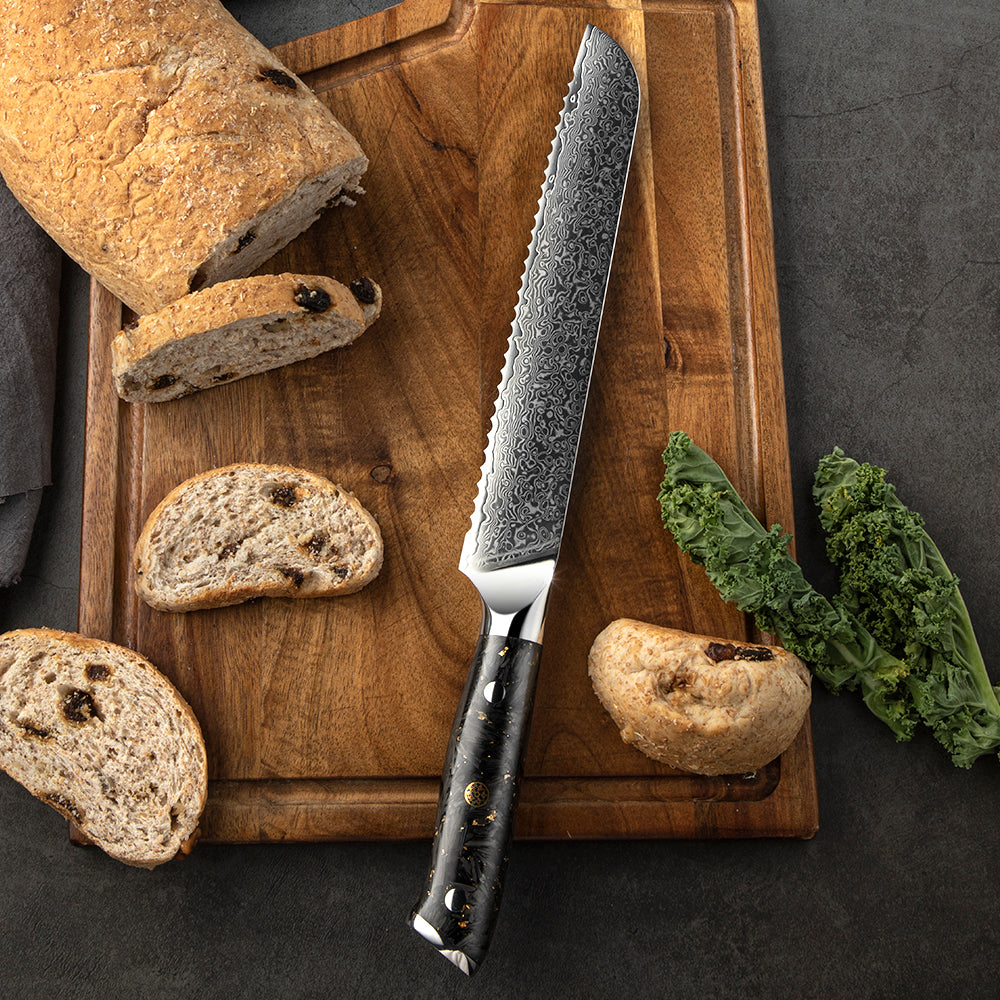 Bread VG-10 Damascus Carbon Fiber Foil Resin Handle 20cm - Hikari