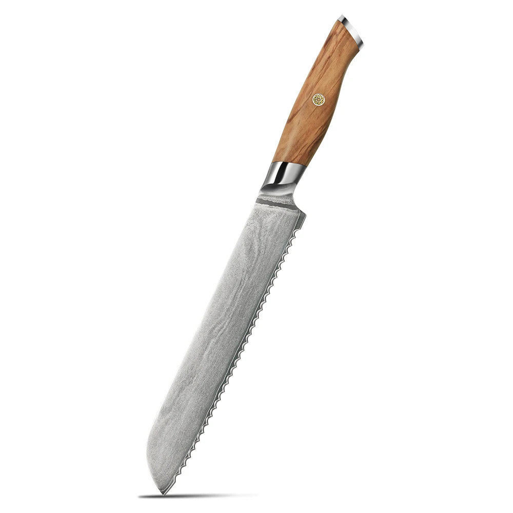 Hikari Bread Knife – Premium Serrated VG -10 Blade with Olive Wood Handle, Ideal for Slicing Bread - Hikari