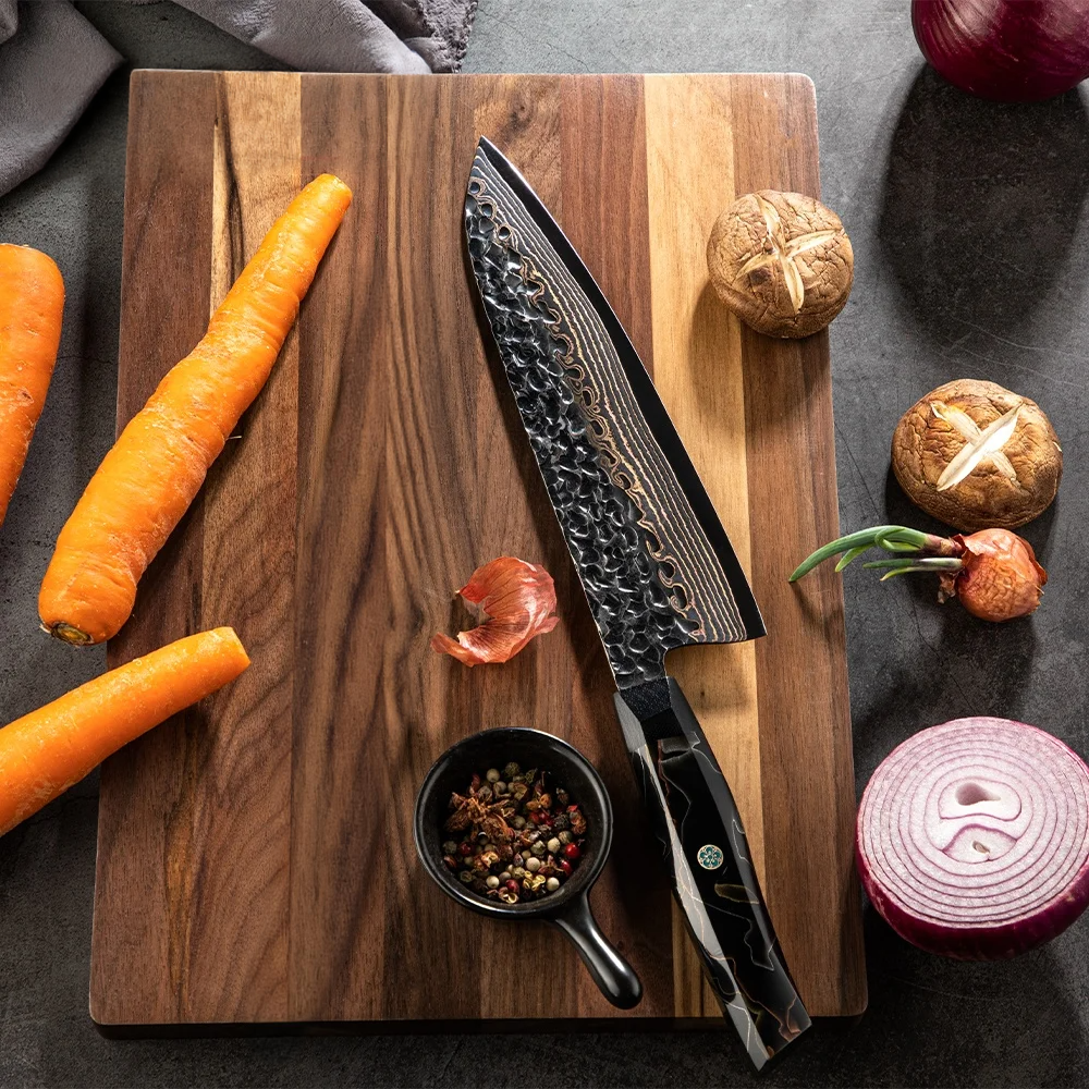 Premium Chef's Knife, Hikari Knife - Japanese Style, VG -10 with Damascus Finish and Copper Handle - Hikari