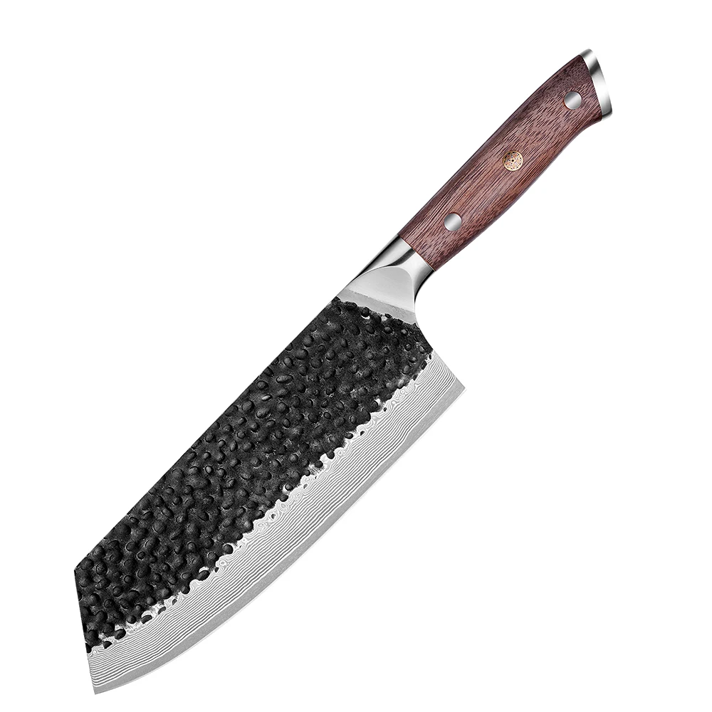 Bunka, Hikari Knife - VG -10 Kurouchi Hammered Damascus Premium Walnut Handle 19cm - Hikari