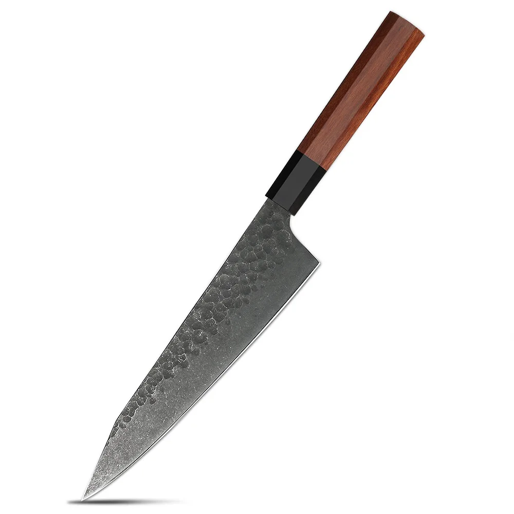 Premium Kiritsuke Knife Multi-Functional - High Carbon Steel Blade Ergonomic Mahogany Handle 22 cm - Hikari