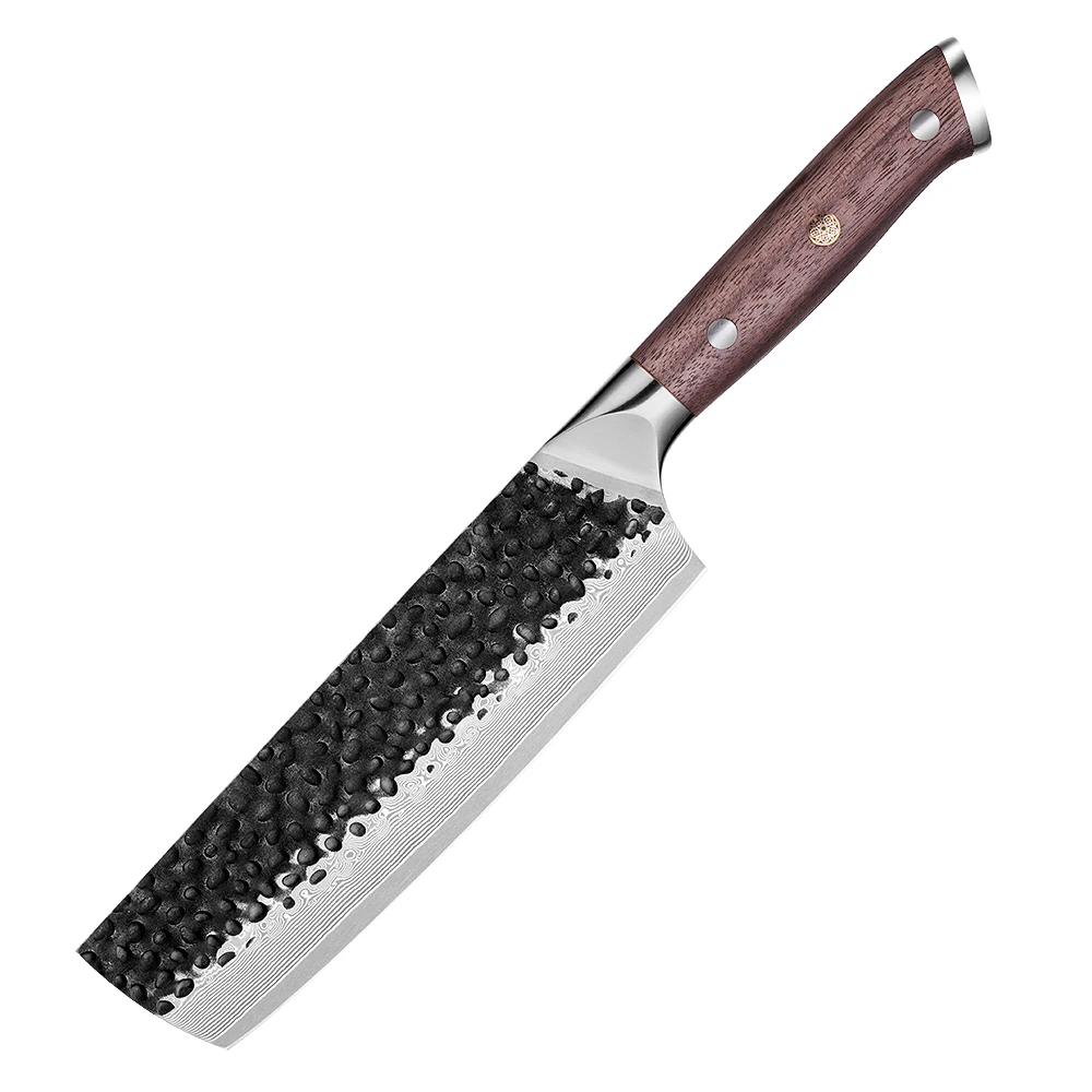 Vegetable Knife, Hikari –  Damascus and VG -10 Steel Blade, Premium Full Tang Walnut Handle, Perfect for Slicing - Hikari