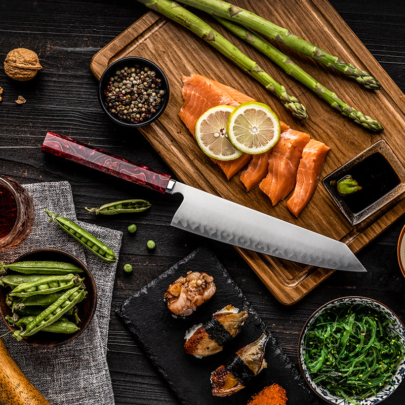Hikari Kiritsuke nůž – profesionální japonský kuchařský nůž s matnou čepelí a pryskyřičnou rukojetí
