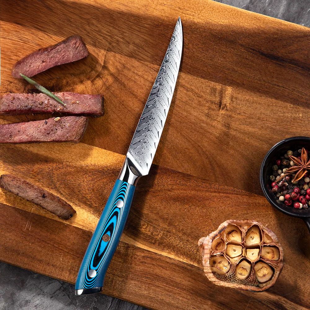High-Performance Steak Knife – Damascus Steel, Ergonomic Handle, Ideal for Slicing and Carving Meats, Hikari - Hikari
