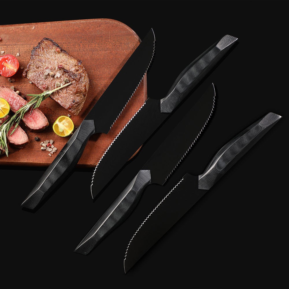 Profesionální steakový nůž, Hikari - čepel z uhlíkové nerezové oceli s titanovým povrchem, rukojeť z G10 pro dokonalé krájení steaků - Hikari