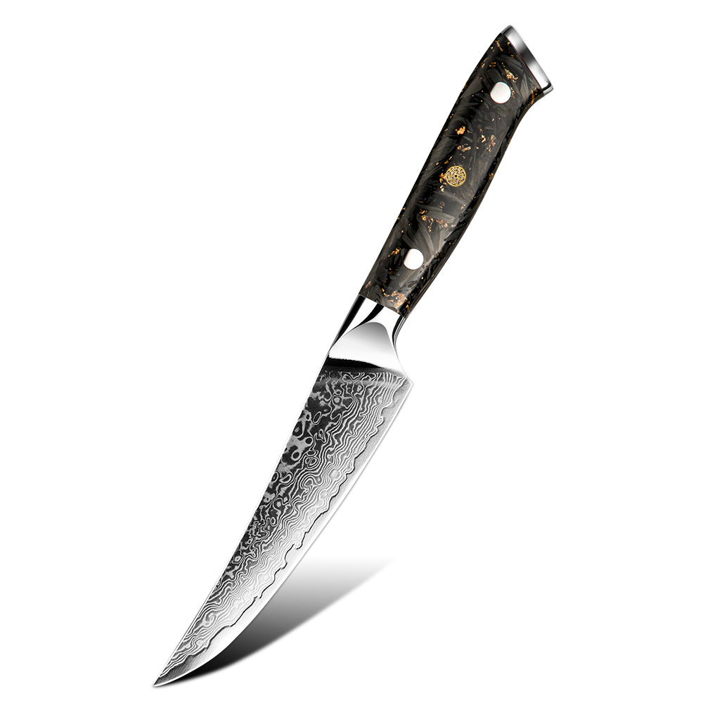 Premium Steak Knife – Damascus Steel VG -10 Core, Kitchen Knife Ideal for Slicing Roasts, and BBQ - Hikari