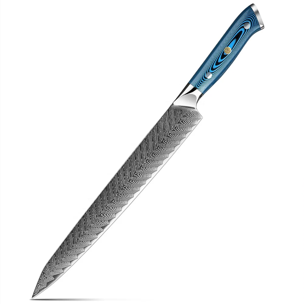 Hikari Yanagiba – Damascus Sushi Knife with Belle Pakkawood Handle, Raw Meat Preparation - Hikari